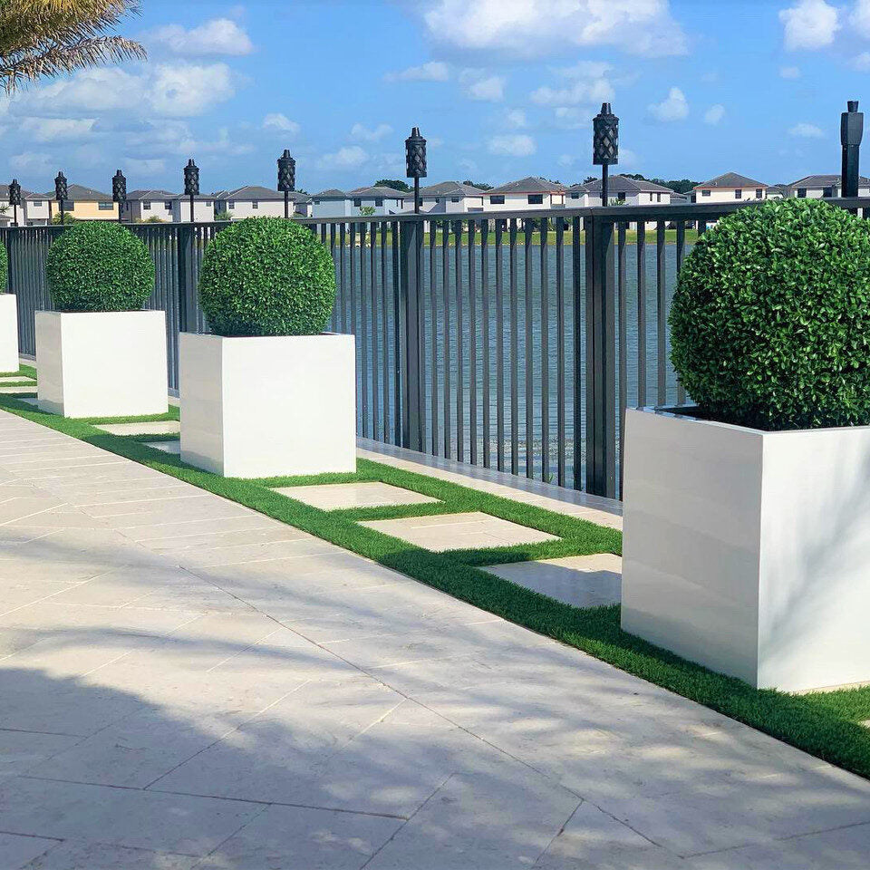 Large Block Fiberglass Planter with 20″ Topiary
(1 in Stock)