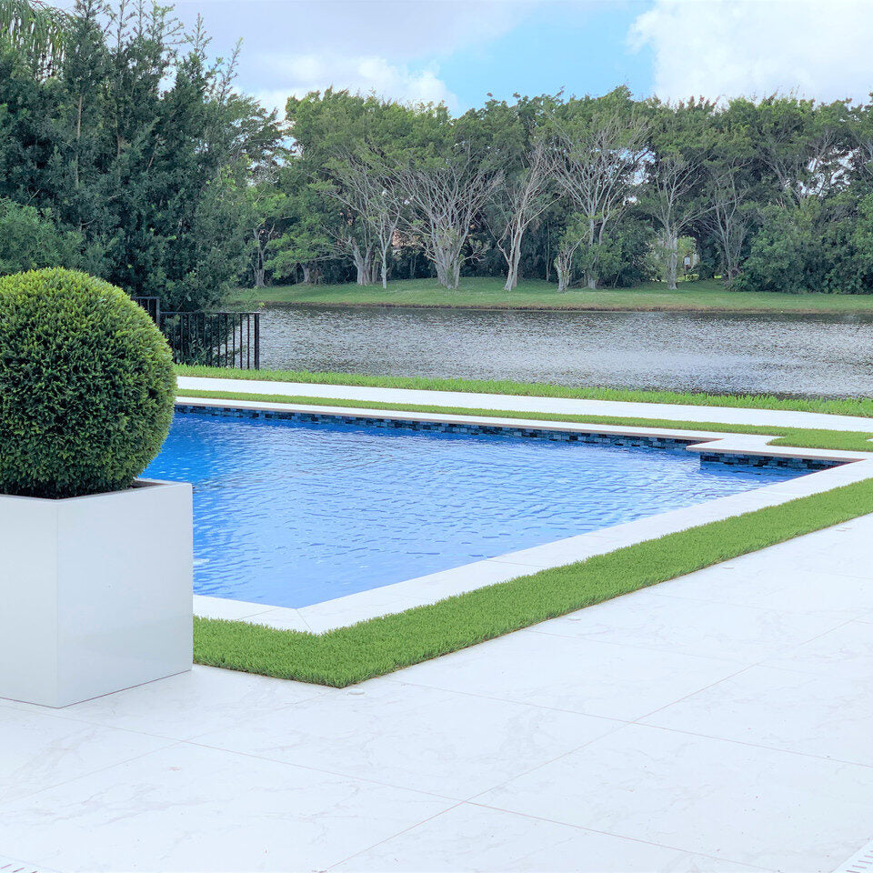 Medium Block Fiberglass Planter with 20″ Topiary