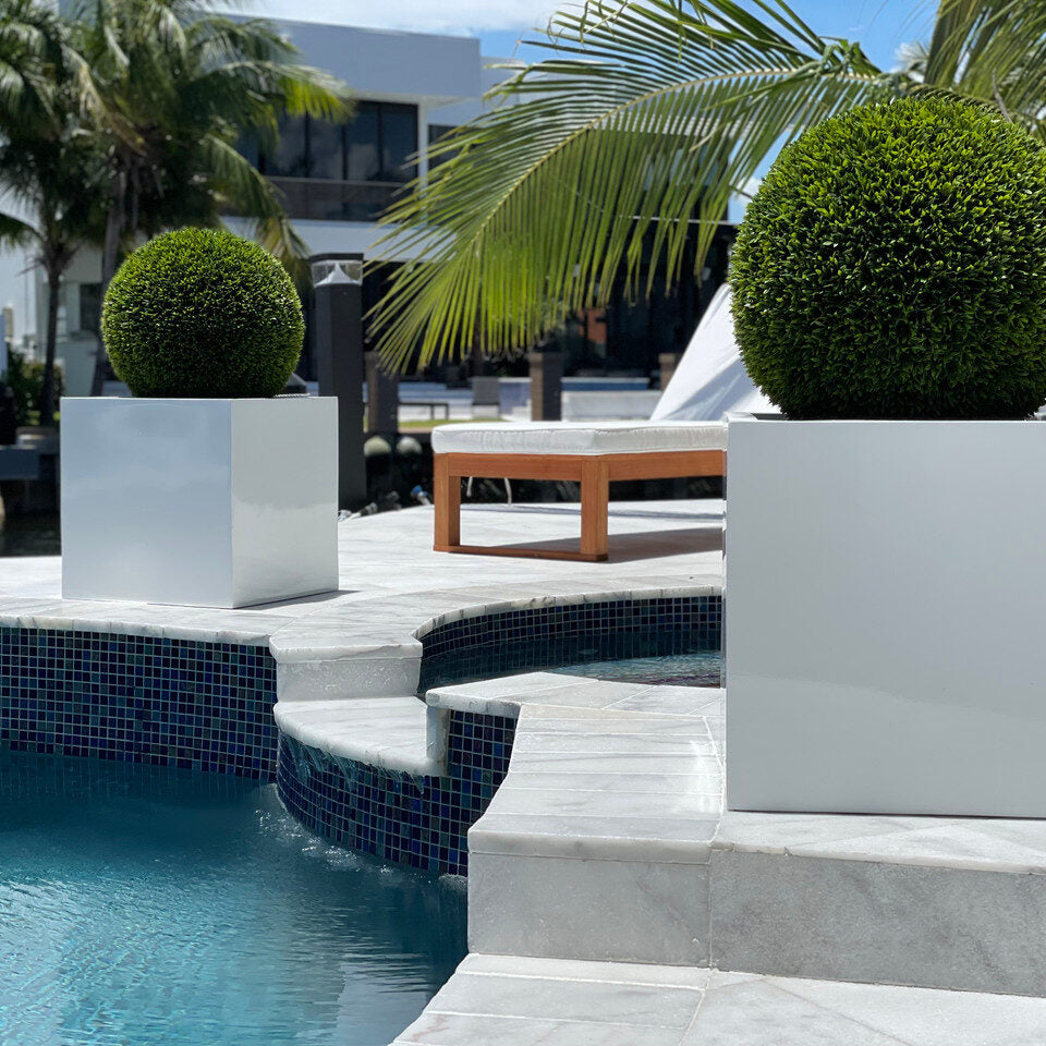 Large Block Fiberglass Planter with 20″ Topiary
(1 in Stock)