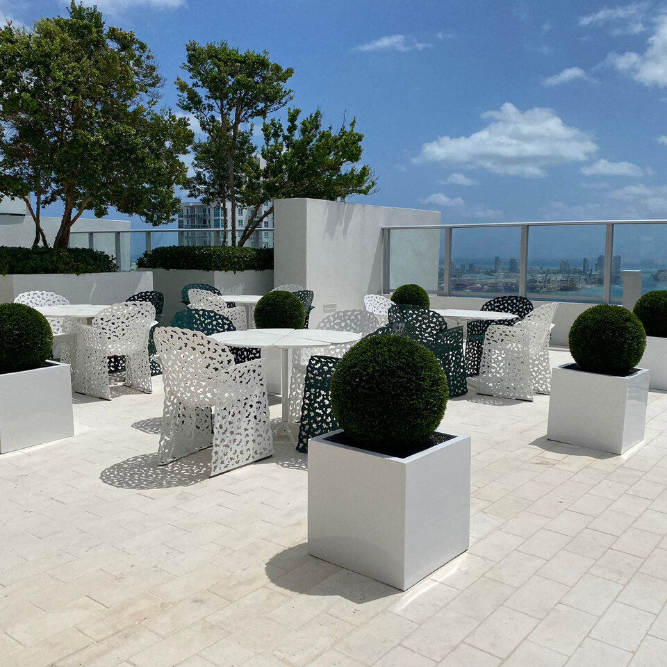 Large Block Fiberglass Planter with 20″ Topiary
(1 in Stock)