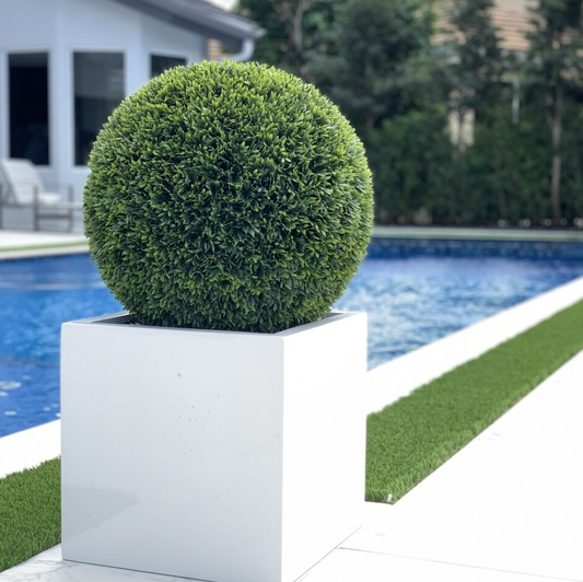 Large Block Fibreglass Planter with Topiary